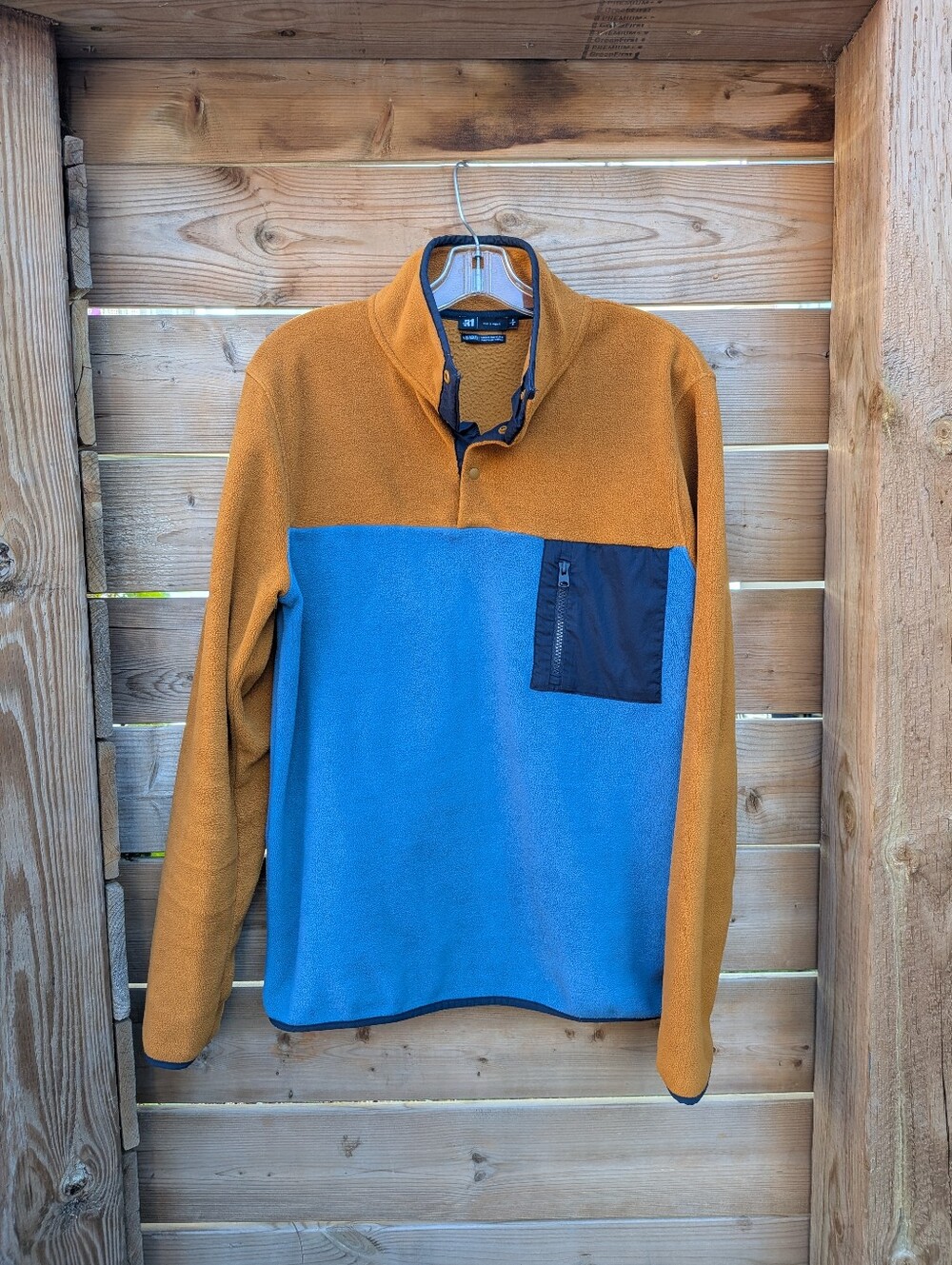 Simons Le 31 Colour Block Polar Fleece Sweatshirt Mock Snap Mens Small (fits M)